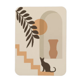 Trap Vaas Kat, Boho Abstract Geometrische Kunst Magneet