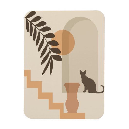 Trap Vaas Kat, Boho Abstract Geometrische Kunst Magneet (Verticaal)