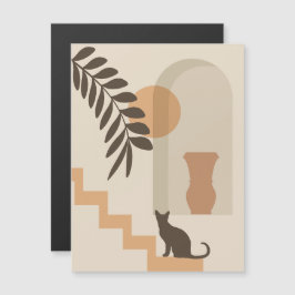 Trap Vaas Kat, Boho Abstract Geometrische Kunst Magnetische Uitnodiging