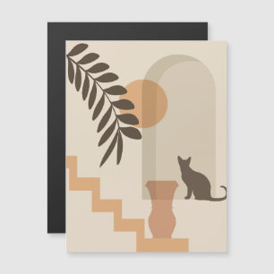 Trap Vaas Kat, Boho Abstract Geometrische Kunst Magnetische Uitnodiging