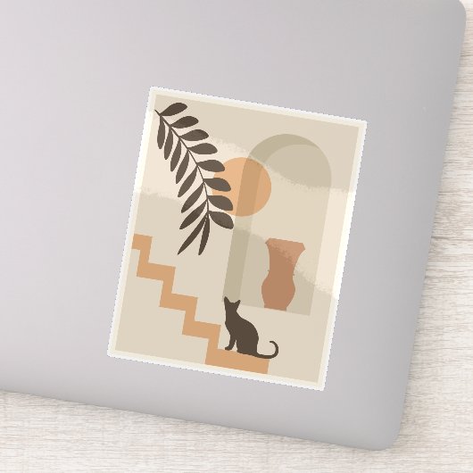 Trap Vaas Kat, Boho Abstract Geometrische Kunst Sticker (Detail)