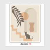 Trap Vaas Kat, Boho Abstract Geometrische Kunst Sticker (Vel)
