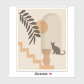 Trap Vaas Kat, Boho Abstract Geometrische Kunst Sticker (Vel)