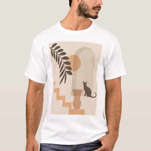 Trap Vaas Kat, Boho Abstract Geometrische Kunst T-shirt (Voorkant)