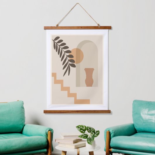 Trap Vaas Zon Blad, Boho Abstract Geometrische Kun Hangend Wandkleed (Woonkamer)