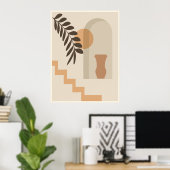 Trap Vaas Zon Blad, Boho Abstract Geometrische Kun Poster (Thuiskantoor)