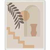 Trap Vaas Zon Blad, Boho Abstract Geometrische Kun Sticker (Voorkant)