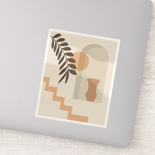 Trap Vaas Zon Blad, Boho Abstract Geometrische Kun Sticker (Detail)