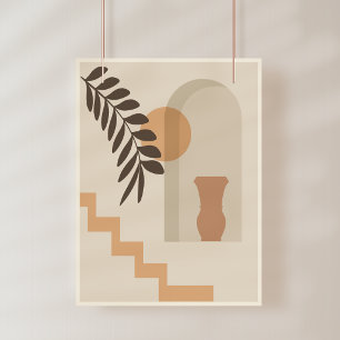 Trap Vaas Zon Blad, Boho Abstracte Geometrische Ku Foto Afdruk