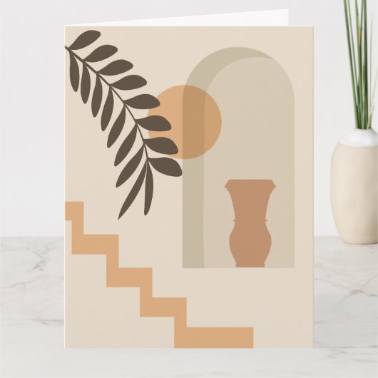 Trap Vaas Zon Blad, Boho Abstracte Geometrische Ku Kaart (Voorkant)