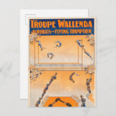 Trapeze, acrobaten en vliegende trampoline briefkaart (Voorkant / Achterkant)