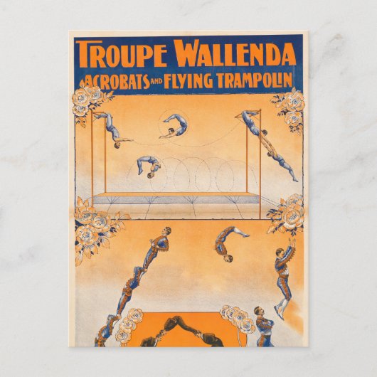 Trapeze, acrobaten en vliegende trampoline briefkaart (Voorkant)
