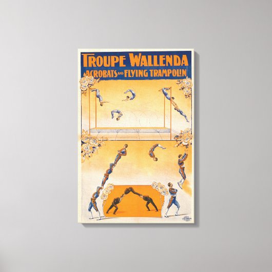 Trapeze, acrobaten en vliegende trampoline canvas afdruk (Voorkant)