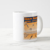 Trapeze, acrobaten en vliegende trampoline grote koffiekop (Voorkant rechts)