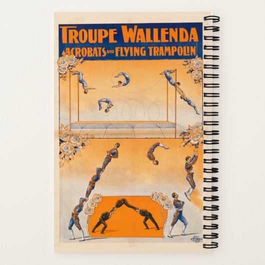 Trapeze, acrobaten en vliegende trampoline notitieboek (Achterkant)