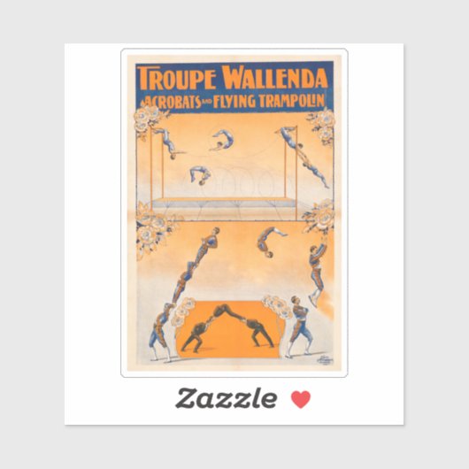 Trapeze, acrobaten en vliegende trampoline sticker (Vel)