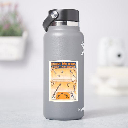Trapeze, acrobaten en vliegende trampoline sticker (HydroFlask)
