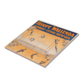 Trapeze, acrobaten en vliegende trampoline tegeltje (Zijkant)