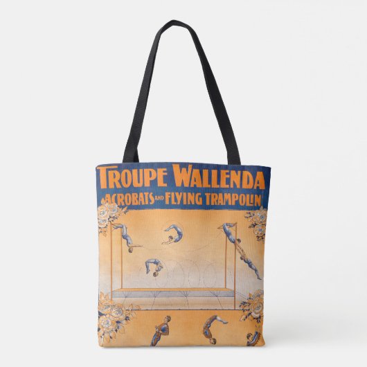 Trapeze, acrobaten en vliegende trampoline tote bag (Achterkant)