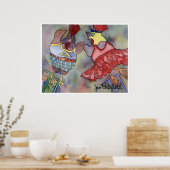 Trapeze kippen poster (Keuken)
