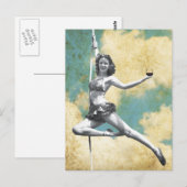 Trapeze Vrouw met wijn Briefkaart (Voorkant / Achterkant)