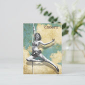 Trapeze Vrouw met wijn Briefkaart (Staand voorkant)