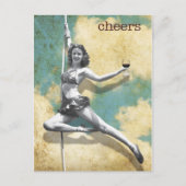 Trapeze Vrouw met wijn Briefkaart (Voorkant)