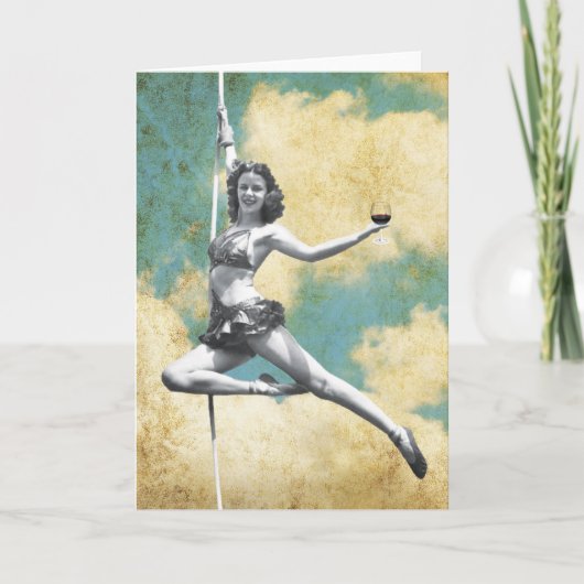 trapeze vrouw met wijn kaart (Voorkant)