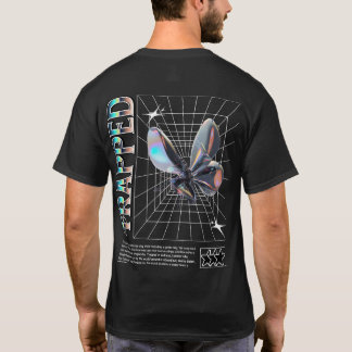 TRAPPED – Futuristic Butterfly Y2K Grid Art T-shirt