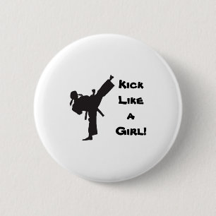 Trappeer Als Een Meisje Martial Arts Tae Kwon Do K Ronde Button 5,7 Cm