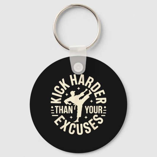 Trappeer harder dan excuses Funny Taekwondo Karate Sleutelhanger (Voorkant)
