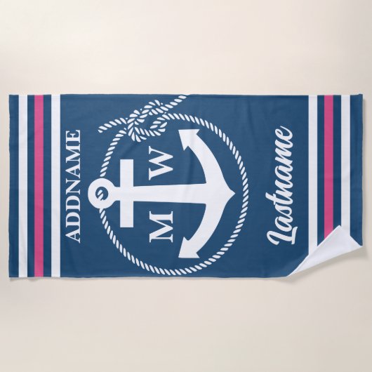 Trappen en monogram anker strandlaken (Voorkant)