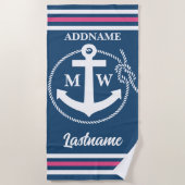 Trappen en monogram anker strandlaken (Voorkant)