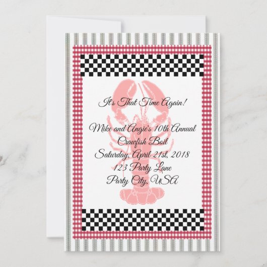 Trappen op Stripe Checkerboard Gingham Crawfish Bo Kaart (Voorkant)