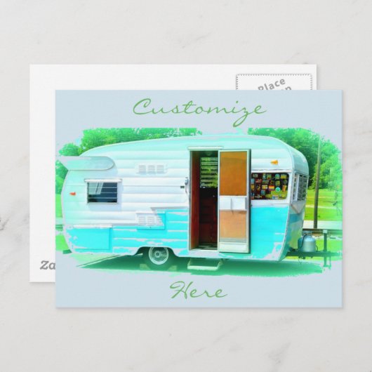  trappenaanhangwagen zigeunercaravan briefkaart (Voorkant / Achterkant)