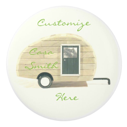 trappenaanhangwagen zigeunercaravan keramische knop (Voorkant)