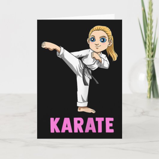 Trapper en slaan kind - Schattig karate meisje Kaart (Voorkant)