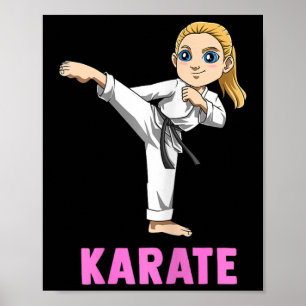Trapper en slaan kind - Schattig karate meisje Poster