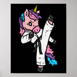 Trapperende Eenhoorn Vechtkunst Schattige Karate T Poster