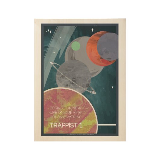 Trappist 1 Art Deco Space Travel Poster (Voorkant)