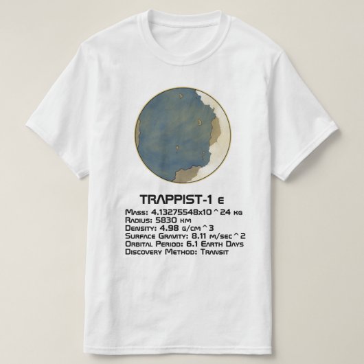 TRAPPIST-1 e Technische gegevens T-shirt (Design voorkant)