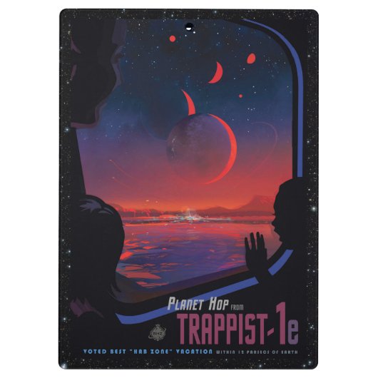 TRAPPIST-1 System Planet 1e retro space toerisme e Klembord (Achterkant)