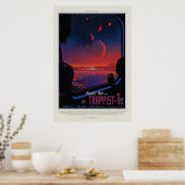 TRAPPIST-1 System Planet 1e retro space toerisme e Poster (Keuken)