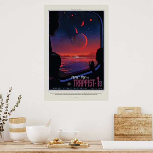 TRAPPIST-1 System Planet 1e retro space toerisme e Poster (Keuken)