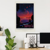 TRAPPIST-1 System Planet 1e retro space toerisme e Poster (Thuiskantoor)