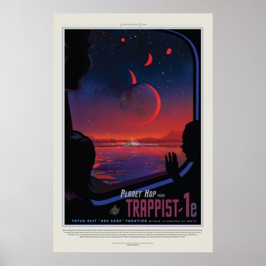 TRAPPIST-1 System Planet 1e retro space toerisme e Poster (Voorkant)