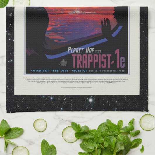 TRAPPIST-1 System Planet 1e retro space toerisme e Theedoek (Gevouwen)