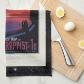 TRAPPIST-1 System Planet 1e retro space toerisme e Theedoek (Quarter Fold)