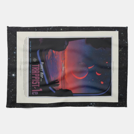 TRAPPIST-1 System Planet 1e retro space toerisme e Theedoek (Horizontaal)