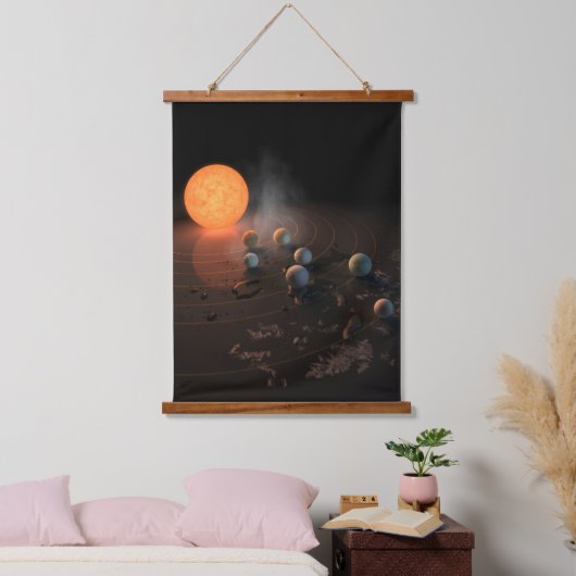 Trappist-1's zeven planeten in een baan rond de st hangend wandkleed (Slaapkamer)